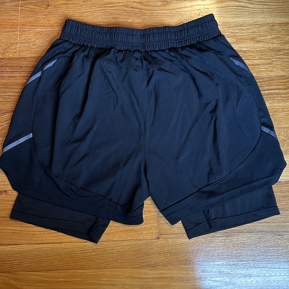 Arsuxeo Mens 2 in 1 Black Running Shorts size XL - Picture 5 of 5
